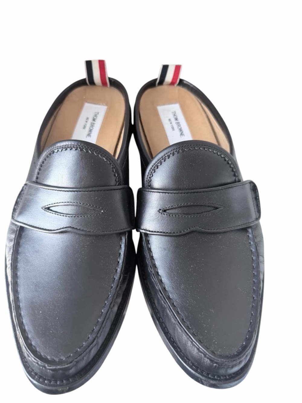 Black Leather Penny Loafers - Thom Browne